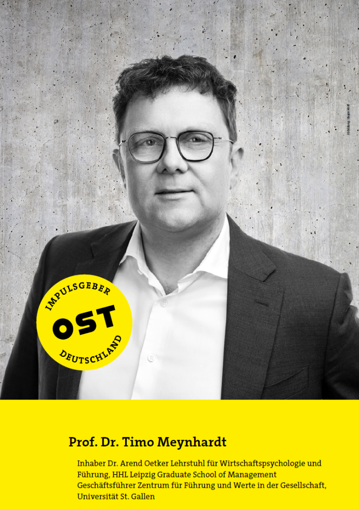 Prof. Dr. Timo Meynhardt, Inhaber Dr. Arend Oetker Lehrstuhl für Wirtschaftspsychologie und Führung, HHL Leipzig Graduate School of Management, Geschäftsführer Zentrum für Führung und Werte in der Gesellschaft, Universität St. Gallen. Abbildung: Hagen Wolf