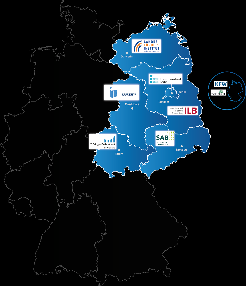 Die ostdeutschen Förderbanken haben mit ihren Förderprogrammen entscheidend zur Transformation der ostdeutschen Wirtschaft beigetragen. Abbildung: VÖB, e.V.