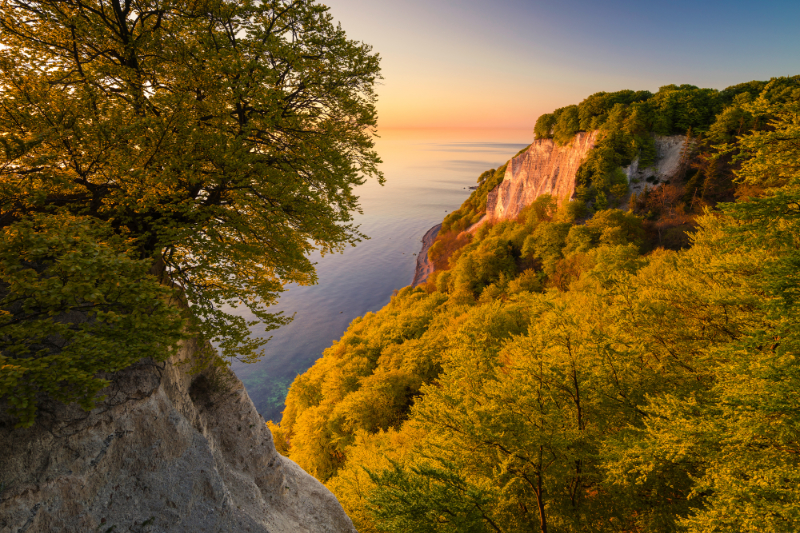 Tourismus in Vorpommern: Abend am Kreidefelsen im Nationalpark Zentrum Königsstuhl. Abbildung: TMV