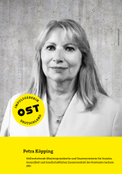Petra Köpping: Damit die Wut nicht zerreißt. Warum wir für eine Zukunft gegen die Polarisierung polarisieren müssen Petra Köpping, Stellvertretende Ministerpräsidentin und Staatsministerin für Soziales, Gesundheit und Gesellschaftlichen Zusammenhalt des Freistaates Sachsen (SPD). Abbildung: Sozialministerium Sachsen