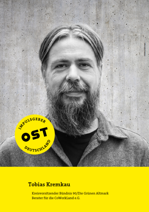 Tobias Kremkau, Kreisvorsitzender Bündnis 90/Die Grünen, Altmark Berater für die CoWorkLand e.G. Abbildung: Ruben Engel