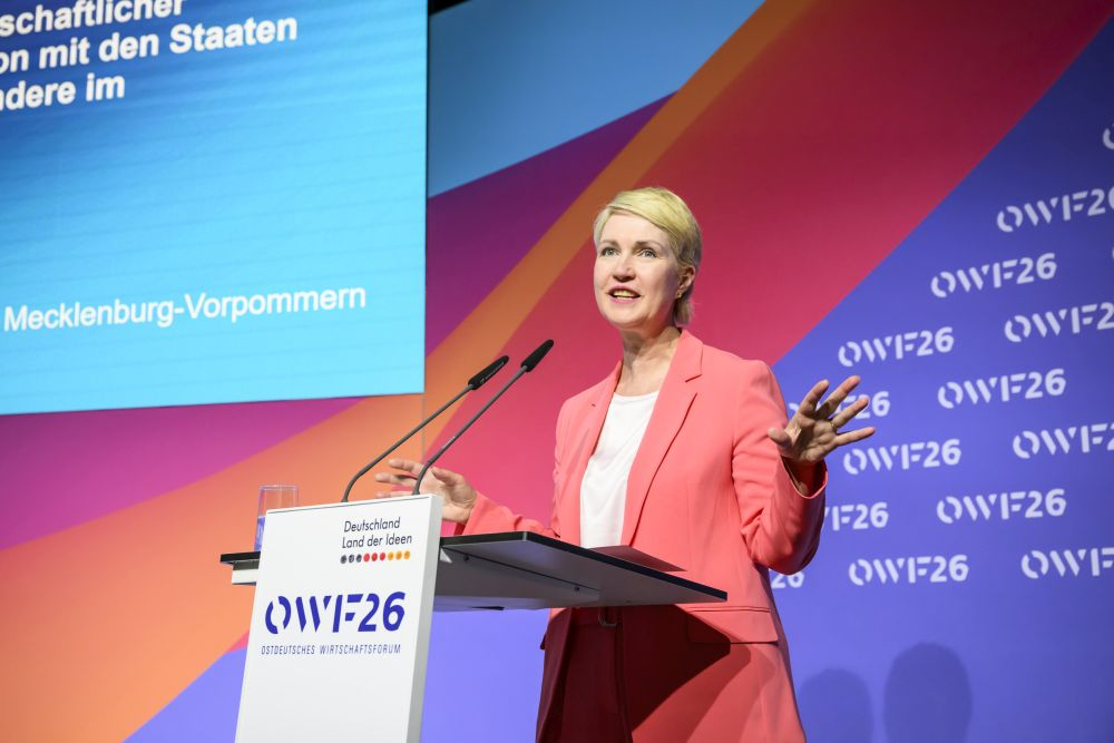 Mecklenburg-Vorpommerns Ministerpräsidentin Manuela Schwesig betonte wie 2025 das große Wirtschaftspotenzial des Ostseeraumes. Abbildung: Deutschland - Land der Ideen/Brundert, Marquardt